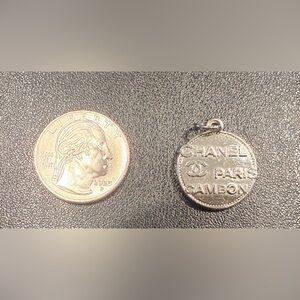 Upcycled Fashion Designer-Inspired Coin Charm Pendant Silver Tone